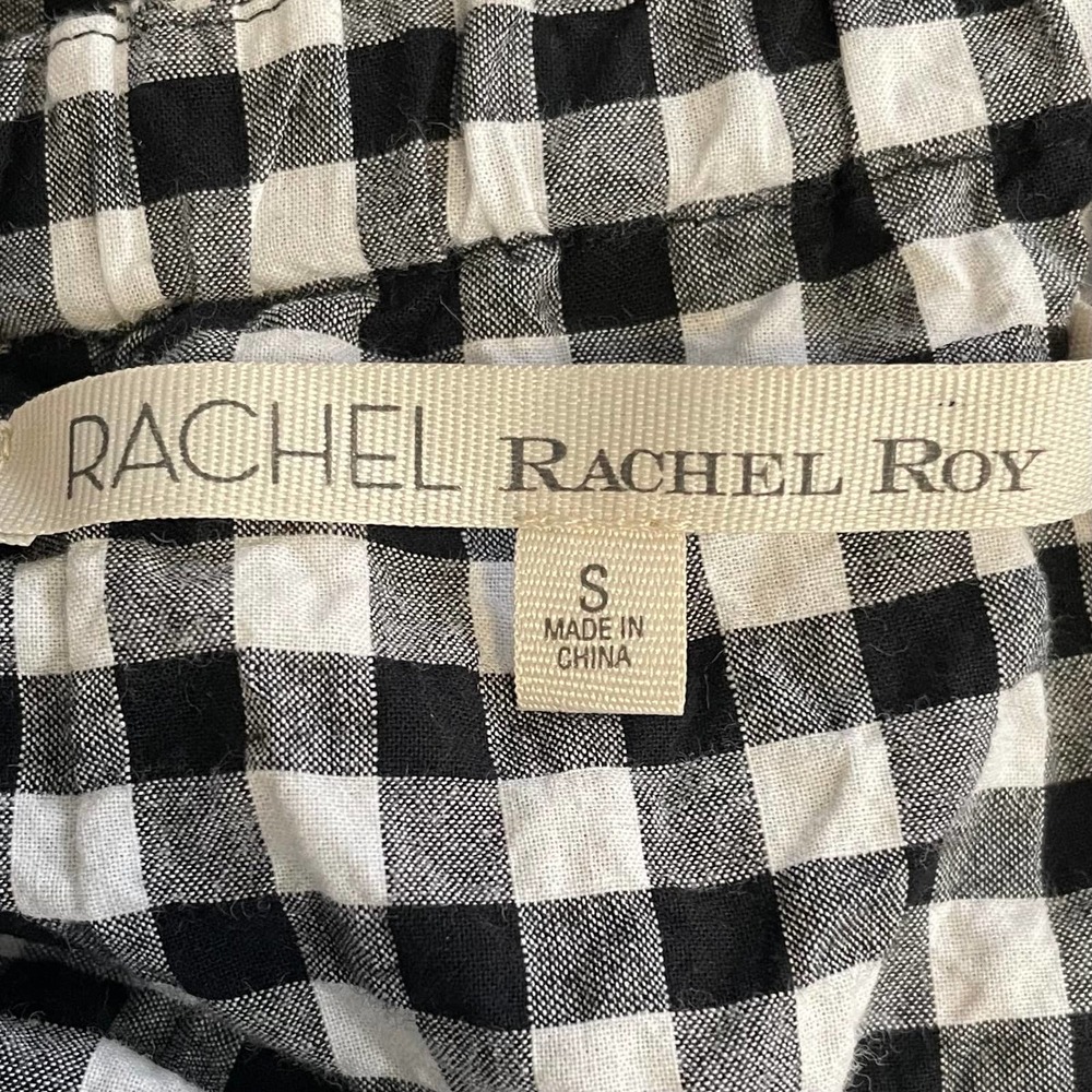 Rachel Roy Ava Black White Gingham Ruffle Off the Shoulder Dress - Picture 4 of 7